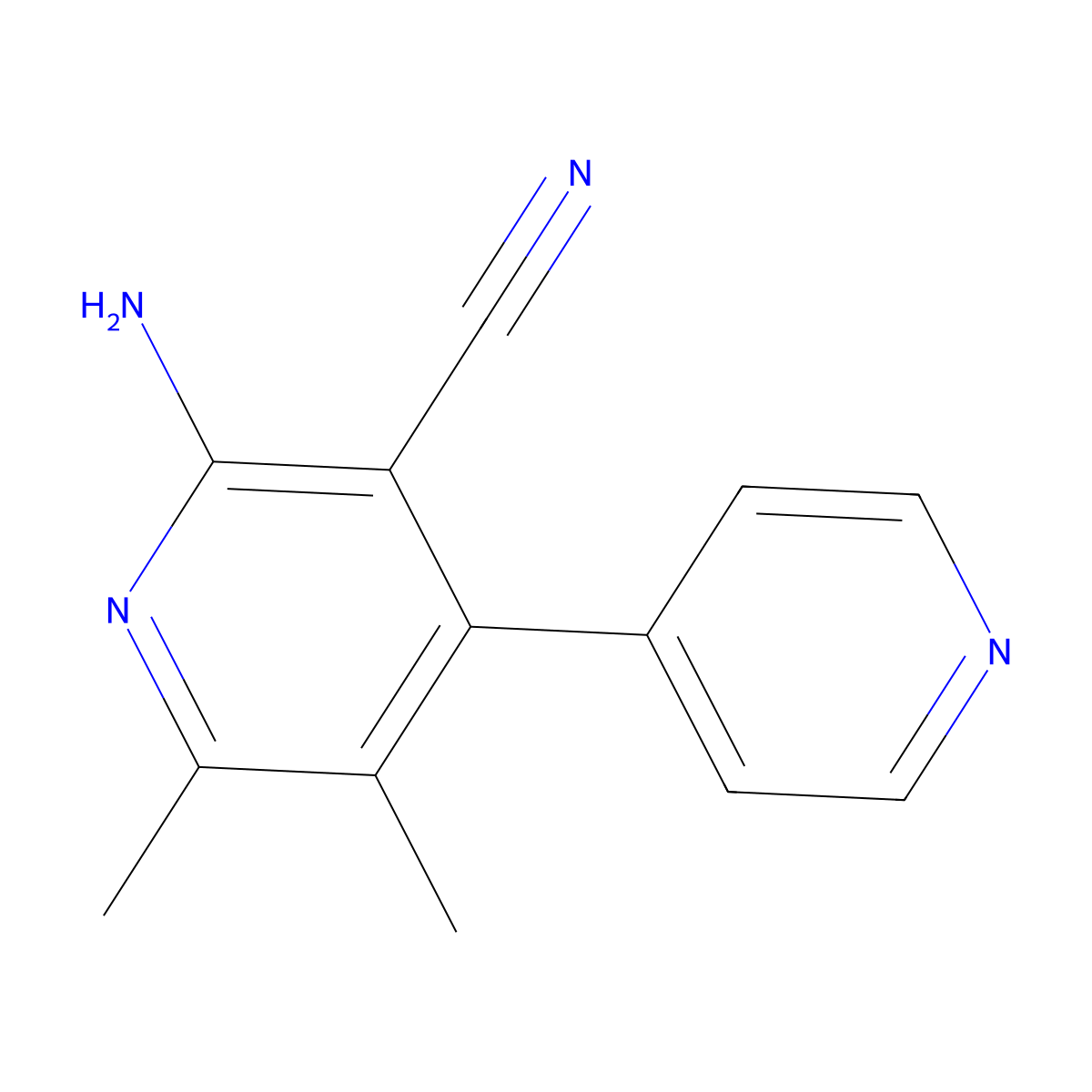 2-Amino-5,6-dimethyl-4,4'-bipyridine-3-carbonitrile molecular structure, CAS 573939-38-5