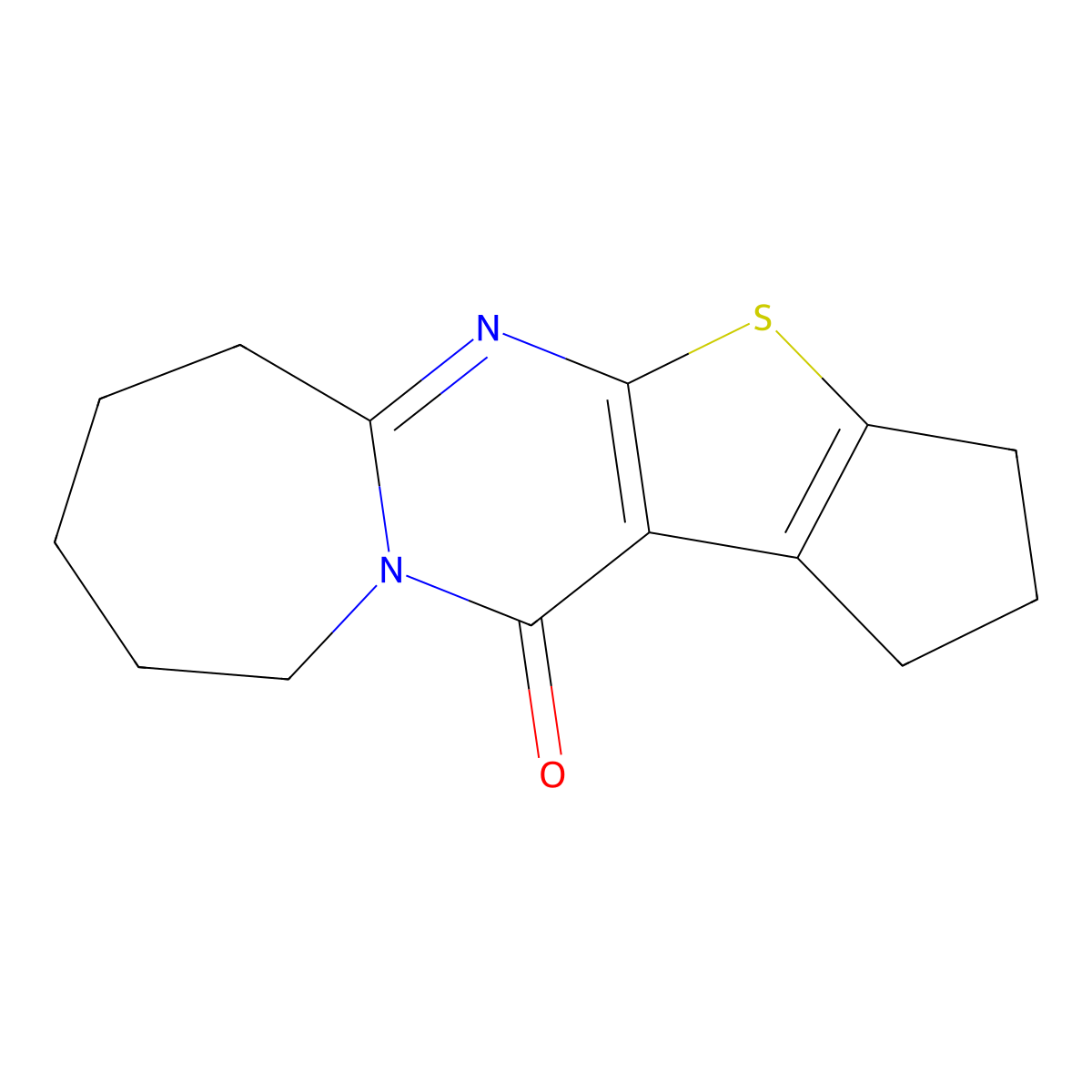 1,2,3,6,7,8,9,10-Octahydro-12H-cyclopenta[4',5']thieno[2',3':4,5]pyrimido[1,2-a]azepin-12-one molecular structure, CAS 57394-70-4