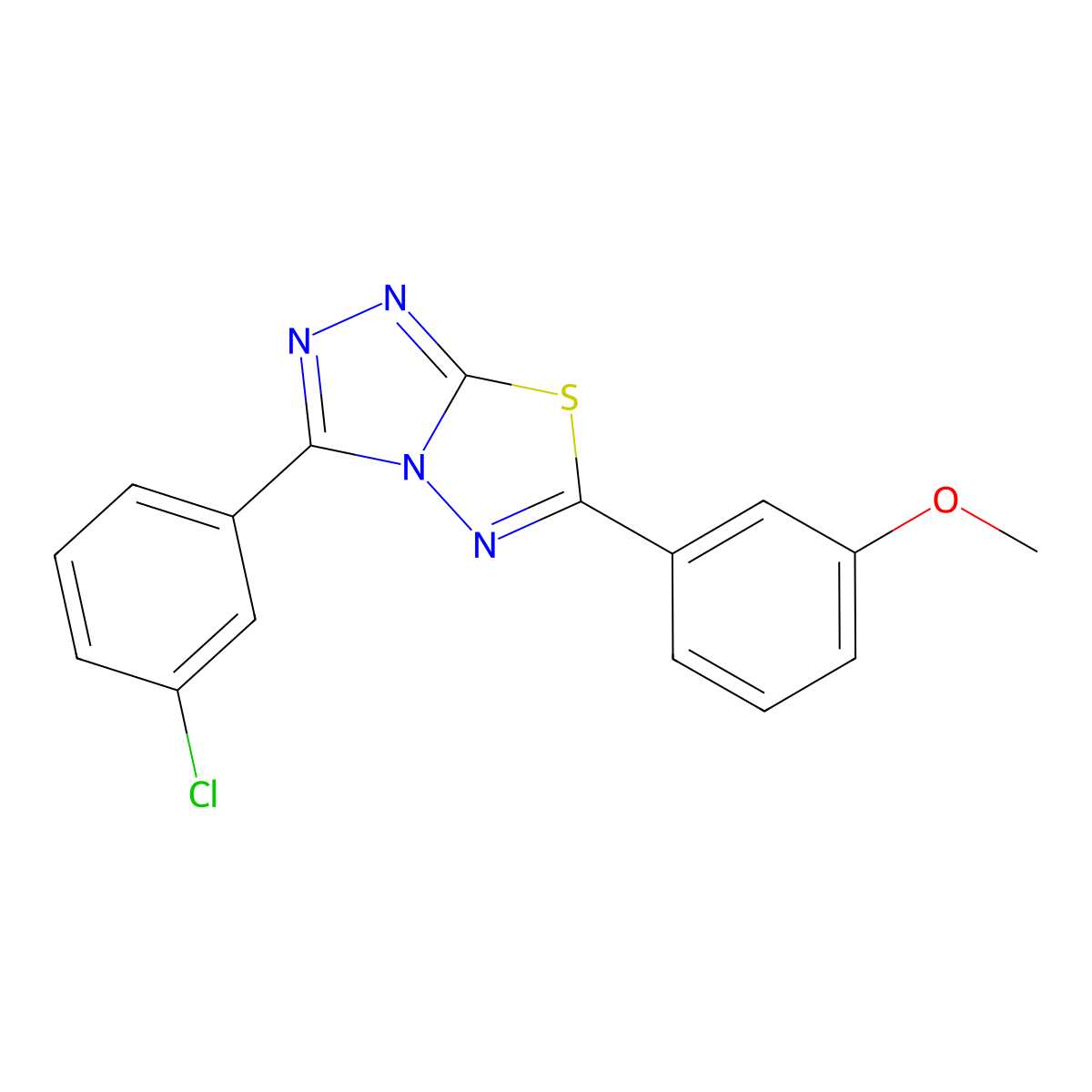 3-(3-Chlorophenyl)-6-(3-methoxyphenyl)-[1,2,4]triazolo[3,4-b][1,3,4]thiadiazole molecular structure, CAS 573940-93-9
