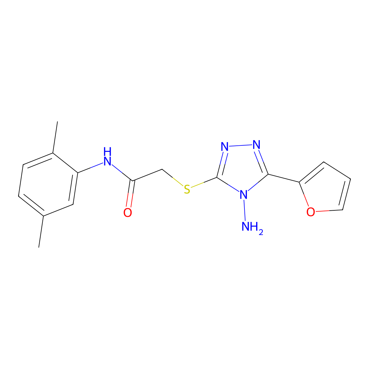 2-((4-amino-5-(furan-2-yl)-4H-1,2,4-triazol-3-yl)thio)-N-(2,5-dimethylphenyl)acetamide molecular structure, CAS 573940-97-3