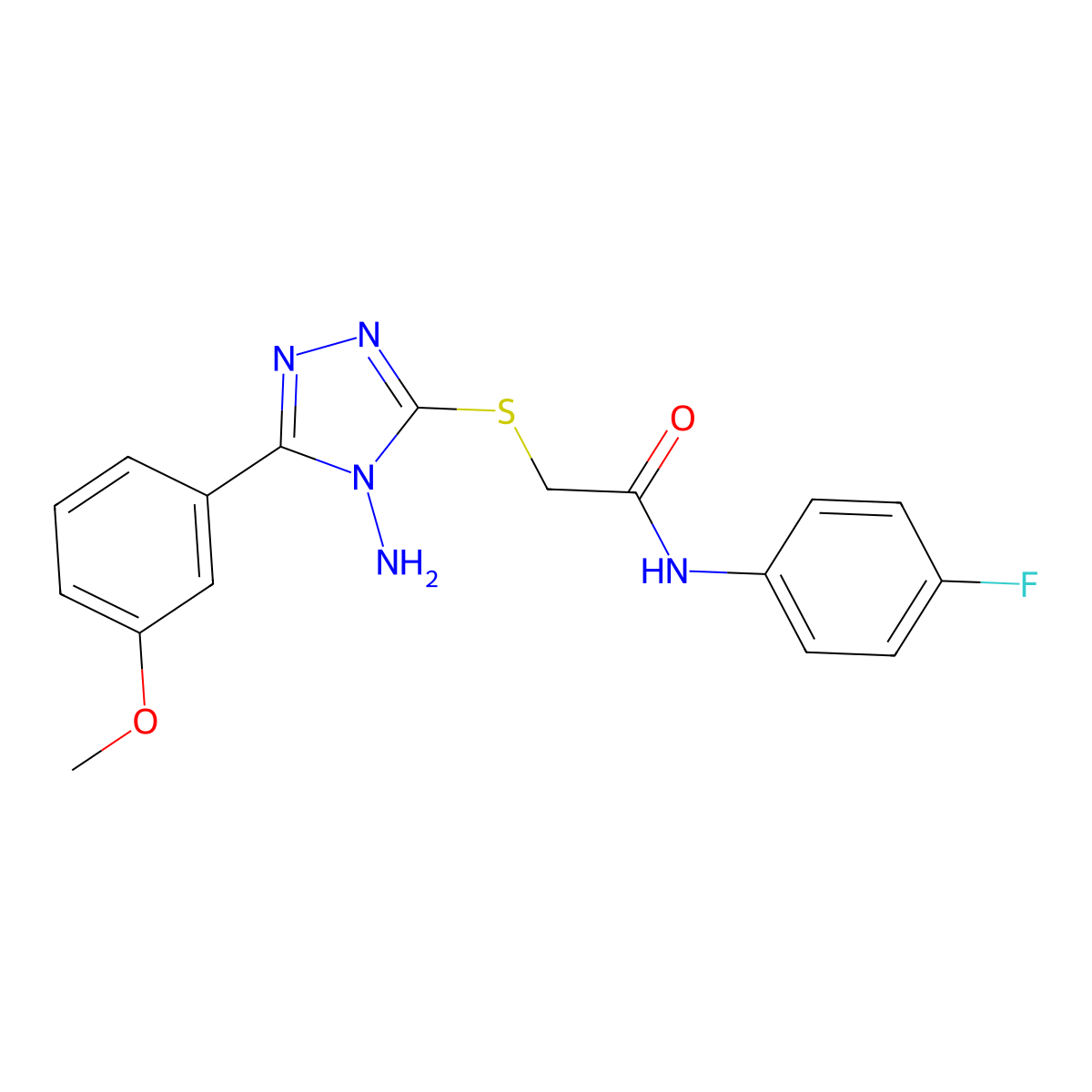 2-{[4-amino-5-(3-methoxyphenyl)-4H-1,2,4-triazol-3-yl]sulfanyl}-N-(4-fluorophenyl)acetamide molecular structure, CAS 573940-98-4