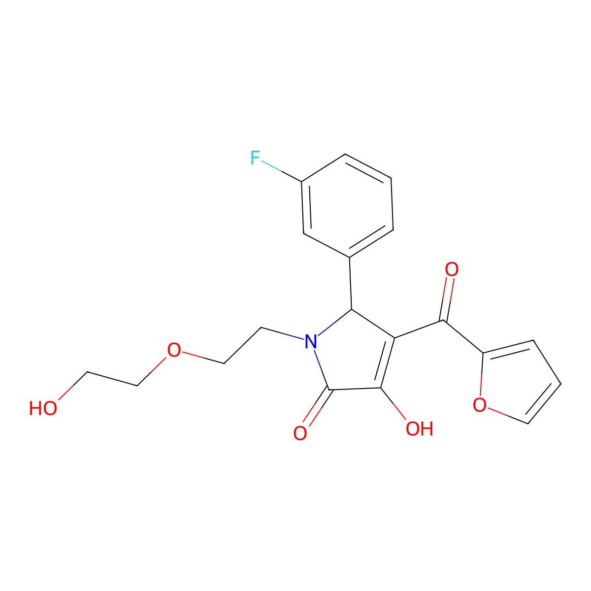 2-(3-fluorophenyl)-3-(furan-2-carbonyl)-4-hydroxy-1-[2-(2-hydroxyethoxy)ethyl]-2H-pyrrol-5-one molecular structure, CAS 573940-99-5