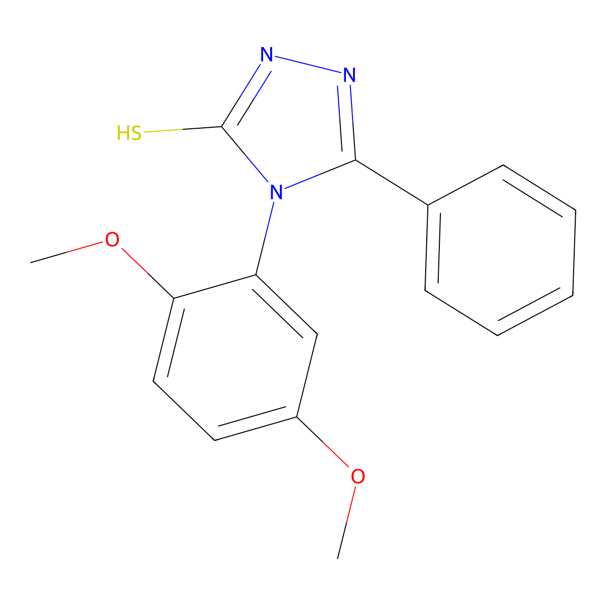 4-(2,5-dimethoxyphenyl)-5-phenyl-4H-1,2,4-triazole-3-thiol molecular structure, CAS 573941-17-0