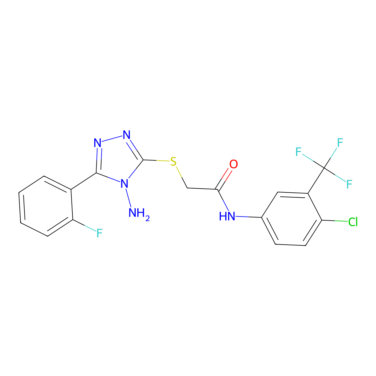 2-{[4-amino-5-(2-fluorophenyl)-4H-1,2,4-triazol-3-yl]sulfanyl}-N-[4-chloro-3-(trifluoromethyl)phenyl]acetamide molecular structure, CAS 573941-24-9