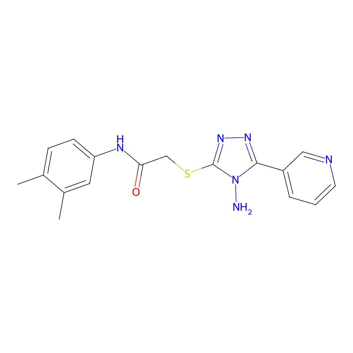 2-(4-amino-5-(3-pyridyl)(1,2,4-triazol-3-ylthio))-N-(3,4-dimethylphenyl)acetam ide molecular structure, CAS 573941-26-1