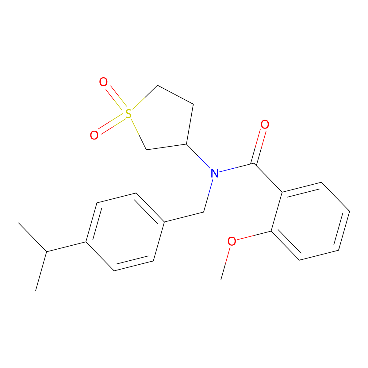 N-(1,1-dioxidotetrahydrothiophen-3-yl)-2-methoxy-N-[4-(propan-2-yl)benzyl]benzamide molecular structure, CAS 573941-31-8