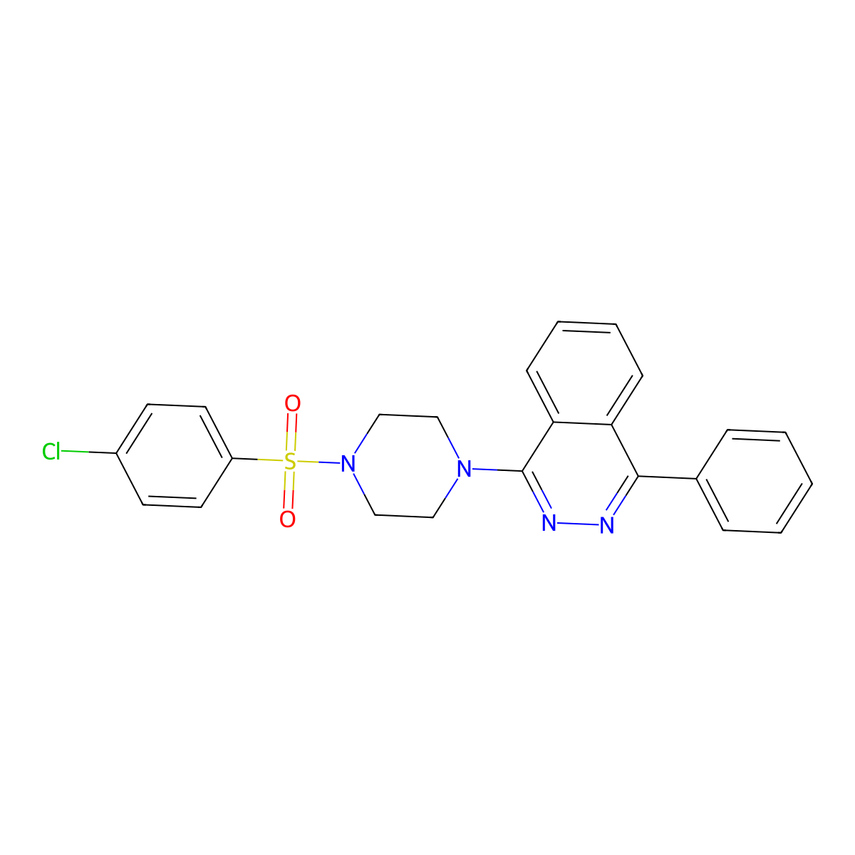 1-[4-(4-Chlorophenyl)sulfonylpiperazin-1-yl]-4-phenylphthalazine molecular structure, CAS 573941-33-0