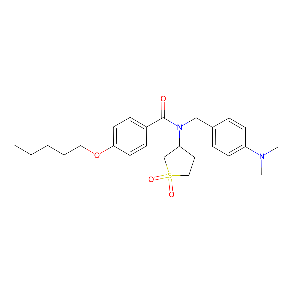 N-[4-(dimethylamino)benzyl]-N-(1,1-dioxidotetrahydro-3-thienyl)-4-(pentyloxy)benzamide molecular structure, CAS 573941-55-6
