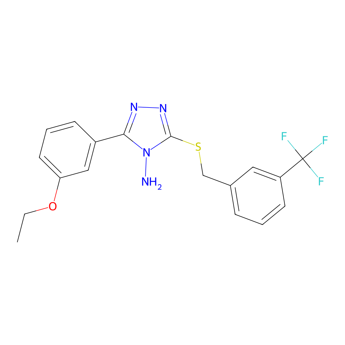 3-(3-ethoxyphenyl)-5-{[3-(trifluoromethyl)benzyl]sulfanyl}-4H-1,2,4-triazol-4-amine molecular structure, CAS 573941-59-0