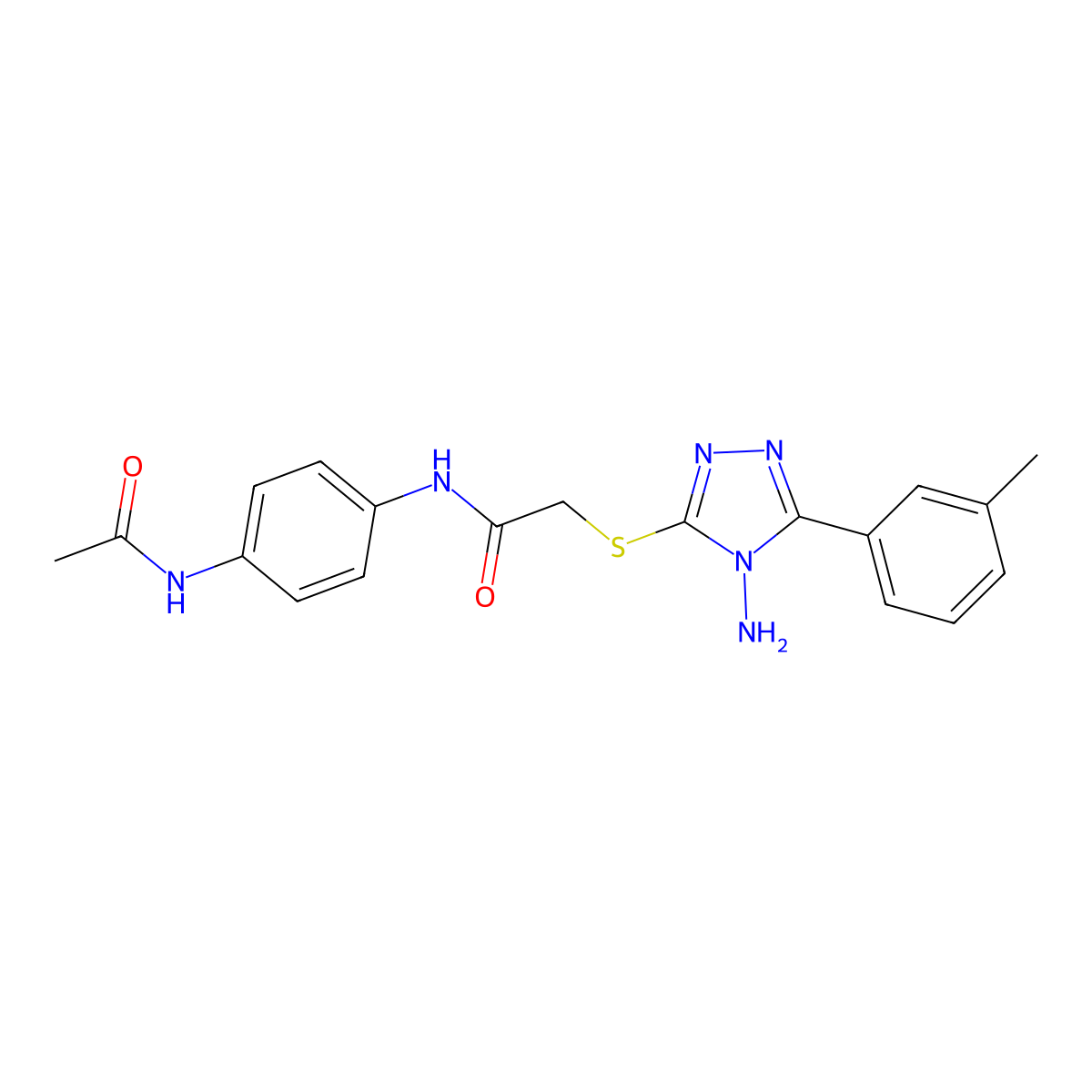 N-[4-(acetylamino)phenyl]-2-{[4-amino-5-(3-methylphenyl)-4H-1,2,4-triazol-3-yl]sulfanyl}acetamide molecular structure, CAS 573941-72-7