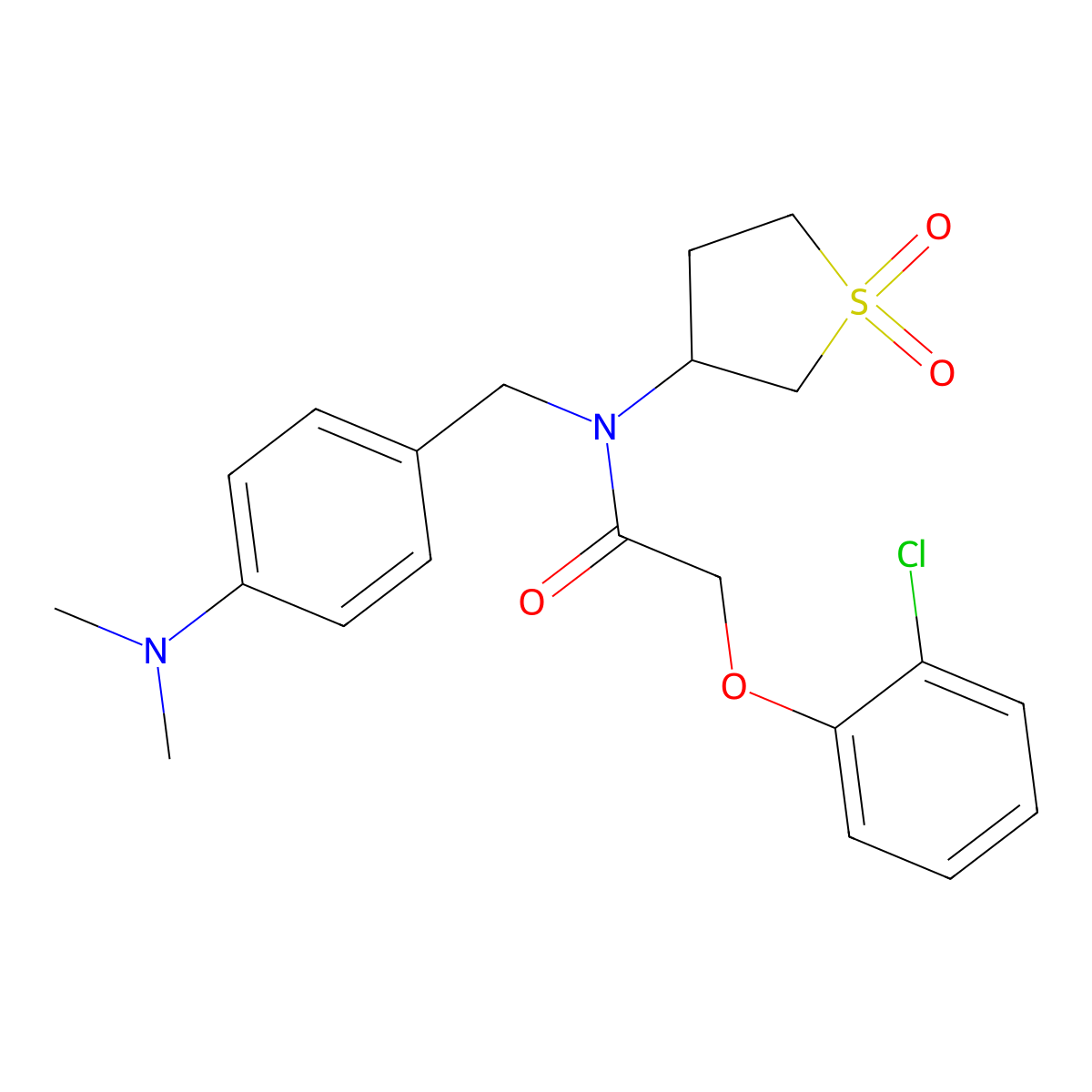 2-(2-chlorophenoxy)-N-[4-(dimethylamino)benzyl]-N-(1,1-dioxidotetrahydro-3-thienyl)acetamide molecular structure, CAS 573941-74-9