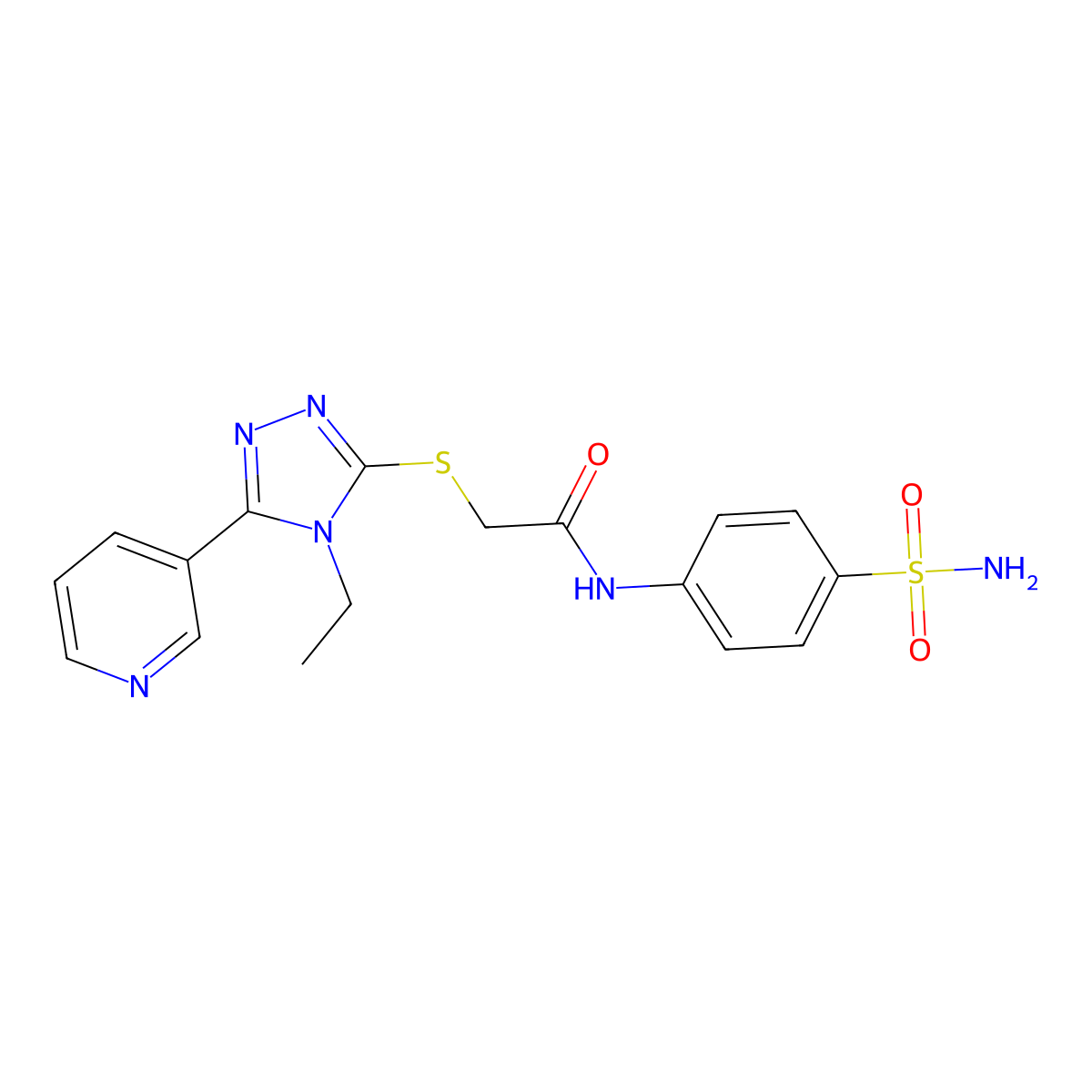 N-[4-(Aminosulfonyl)phenyl]-2-{[4-ethyl-5-(3-pyridinyl)-4H-1,2,4-triazol-3-YL]sulfanyl}acetamide molecular structure, CAS 573941-79-4