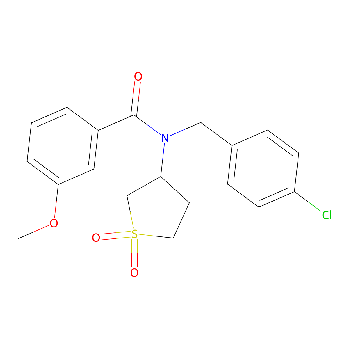 N-(4-chlorobenzyl)-N-(1,1-dioxidotetrahydrothiophen-3-yl)-3-methoxybenzamide molecular structure, CAS 573942-36-6