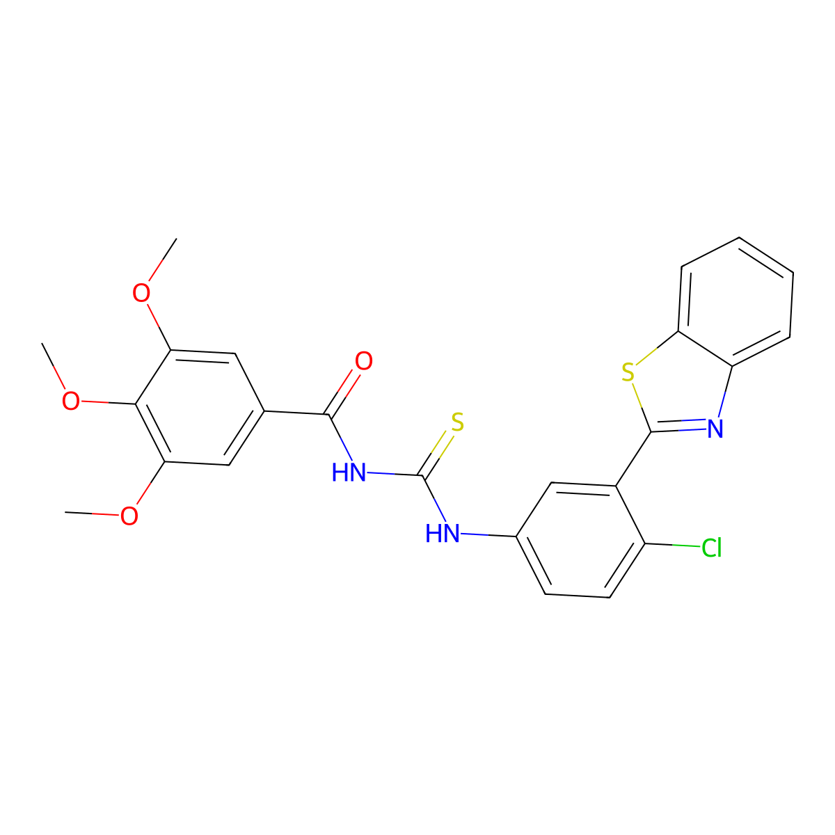 N-[[3-(1,3-benzothiazol-2-yl)-4-chlorophenyl]carbamothioyl]-3,4,5-trimethoxybenzamide molecular structure, CAS 573942-58-2