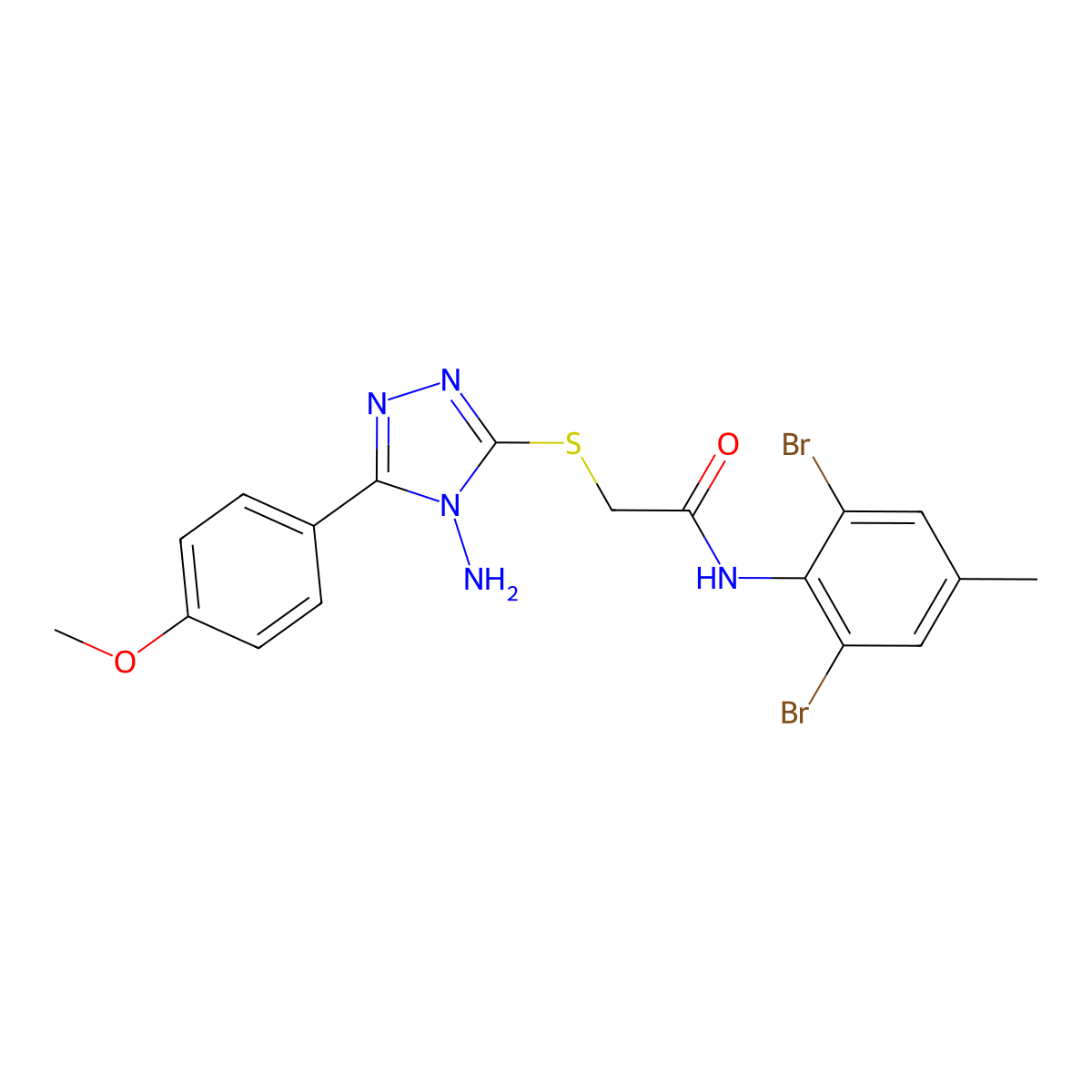 2-{[4-amino-5-(4-methoxyphenyl)-4H-1,2,4-triazol-3-yl]sulfanyl}-N-(2,6-dibromo-4-methylphenyl)acetamide molecular structure, CAS 573942-79-7