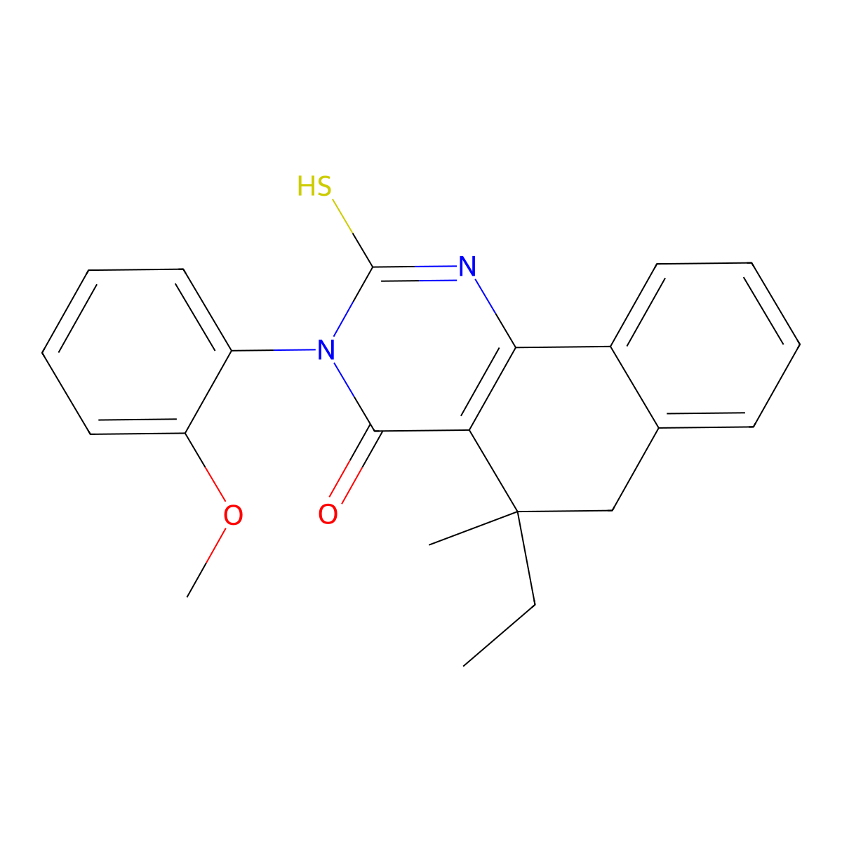 5-Ethyl-3-(2-methoxyphenyl)-5-methyl-2-sulfanylidene-1,6-dihydrobenzo[h]quinazolin-4-one molecular structure, CAS 573942-81-1