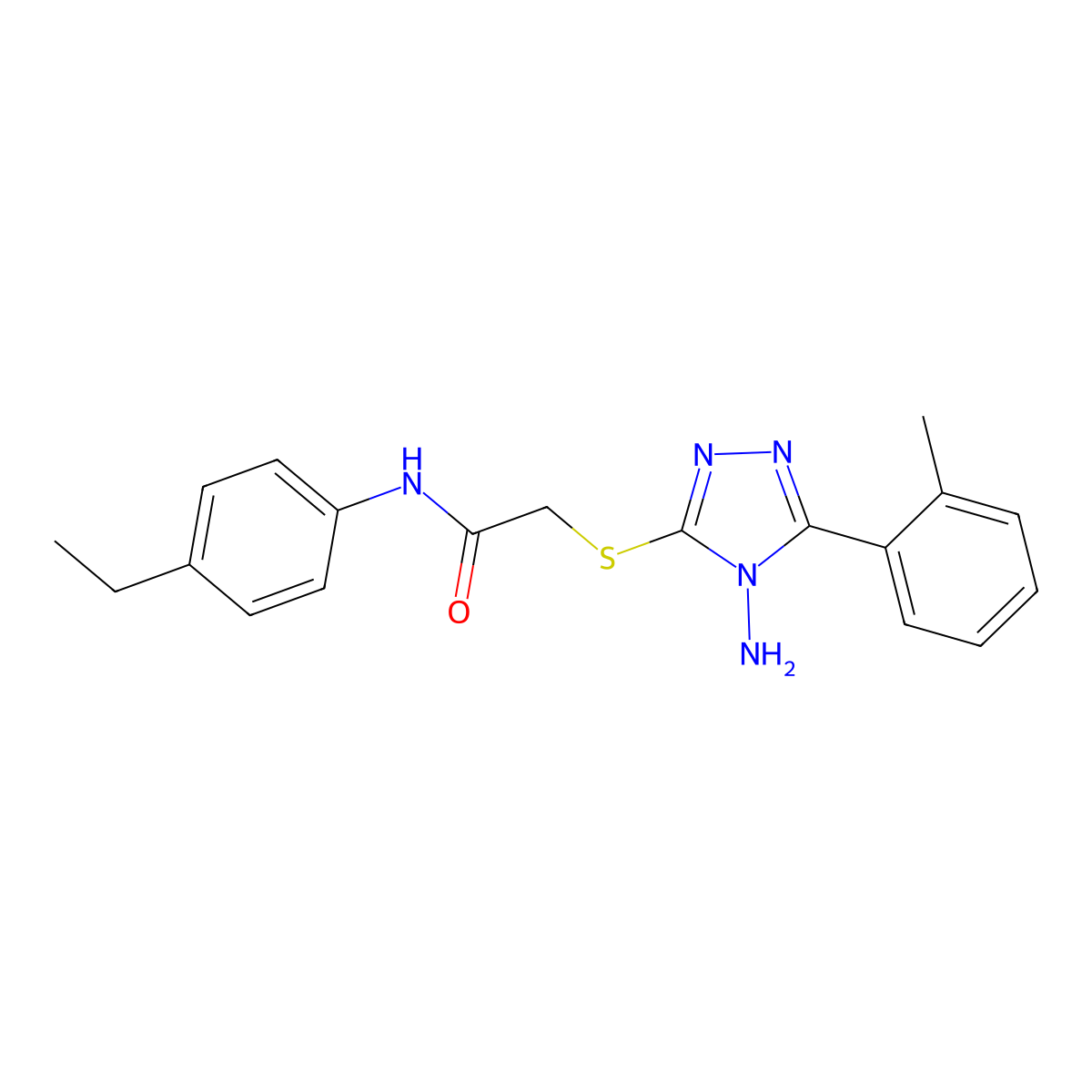 2-{[4-amino-5-(2-methylphenyl)-4H-1,2,4-triazol-3-yl]sulfanyl}-N-(4-ethylphenyl)acetamide molecular structure, CAS 573942-92-4