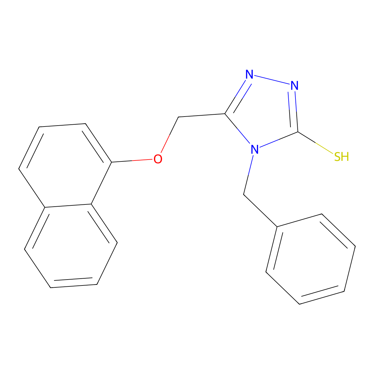 4-Benzyl-5-((naphthalen-1-yloxy)methyl)-4H-1,2,4-triazole-3-thiol molecular structure, CAS 573943-07-4