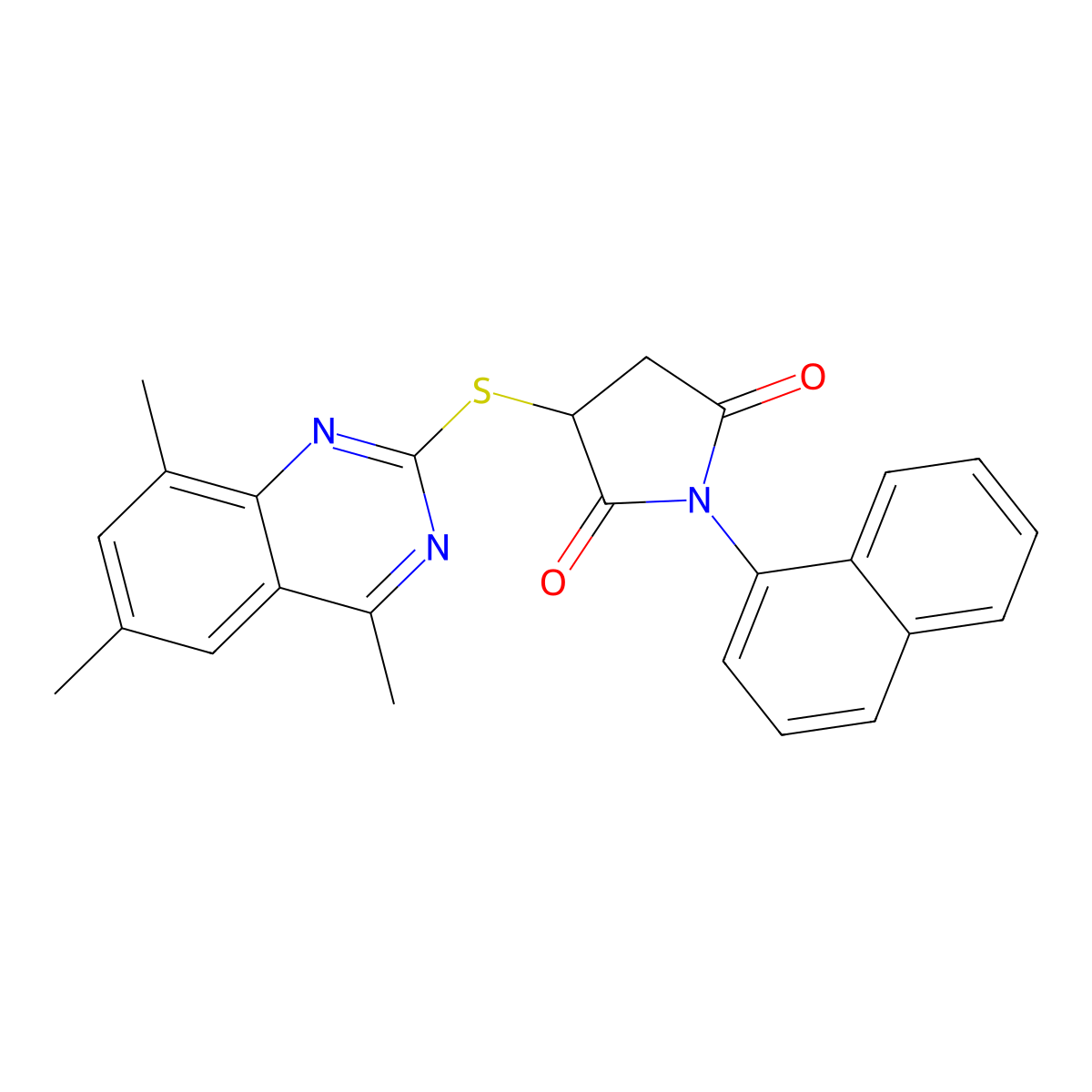 1-(Naphthalen-1-yl)-3-[(4,6,8-trimethylquinazolin-2-yl)sulfanyl]pyrrolidine-2,5-dione molecular structure, CAS 573943-68-7