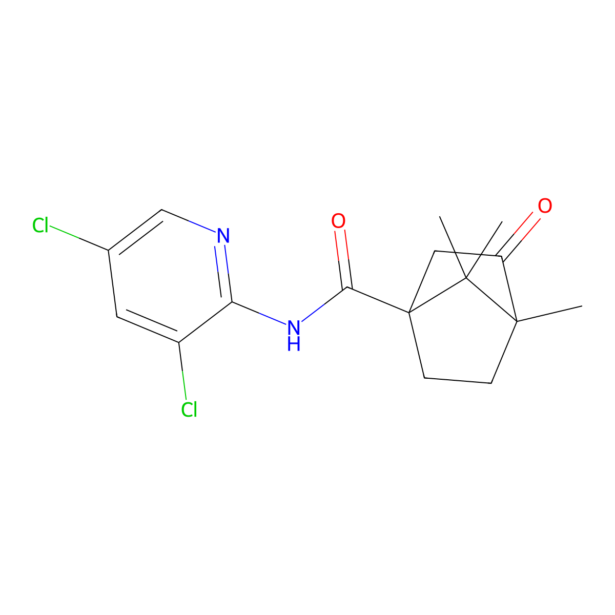 N-(3,5-dichloropyridin-2-yl)-4,7,7-trimethyl-3-oxobicyclo[2.2.1]heptane-1-carboxamide molecular structure, CAS 573944-20-4
