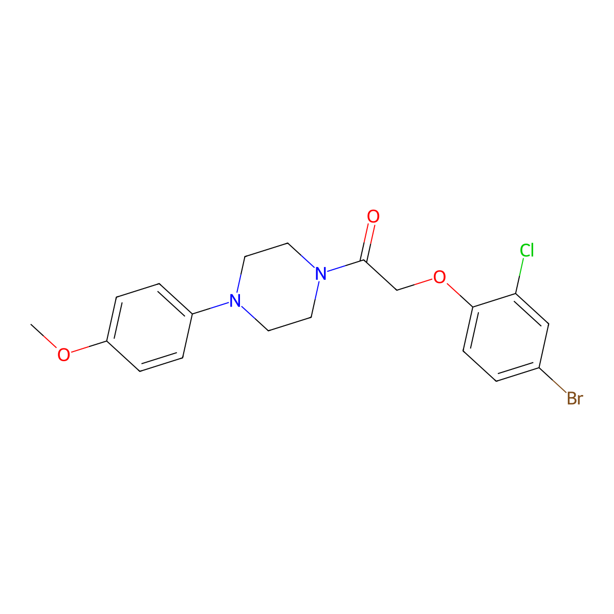 2-(4-Bromo-2-chlorophenoxy)-1-[4-(4-methoxyphenyl)piperazin-1-yl]ethanone molecular structure, CAS 573944-35-1