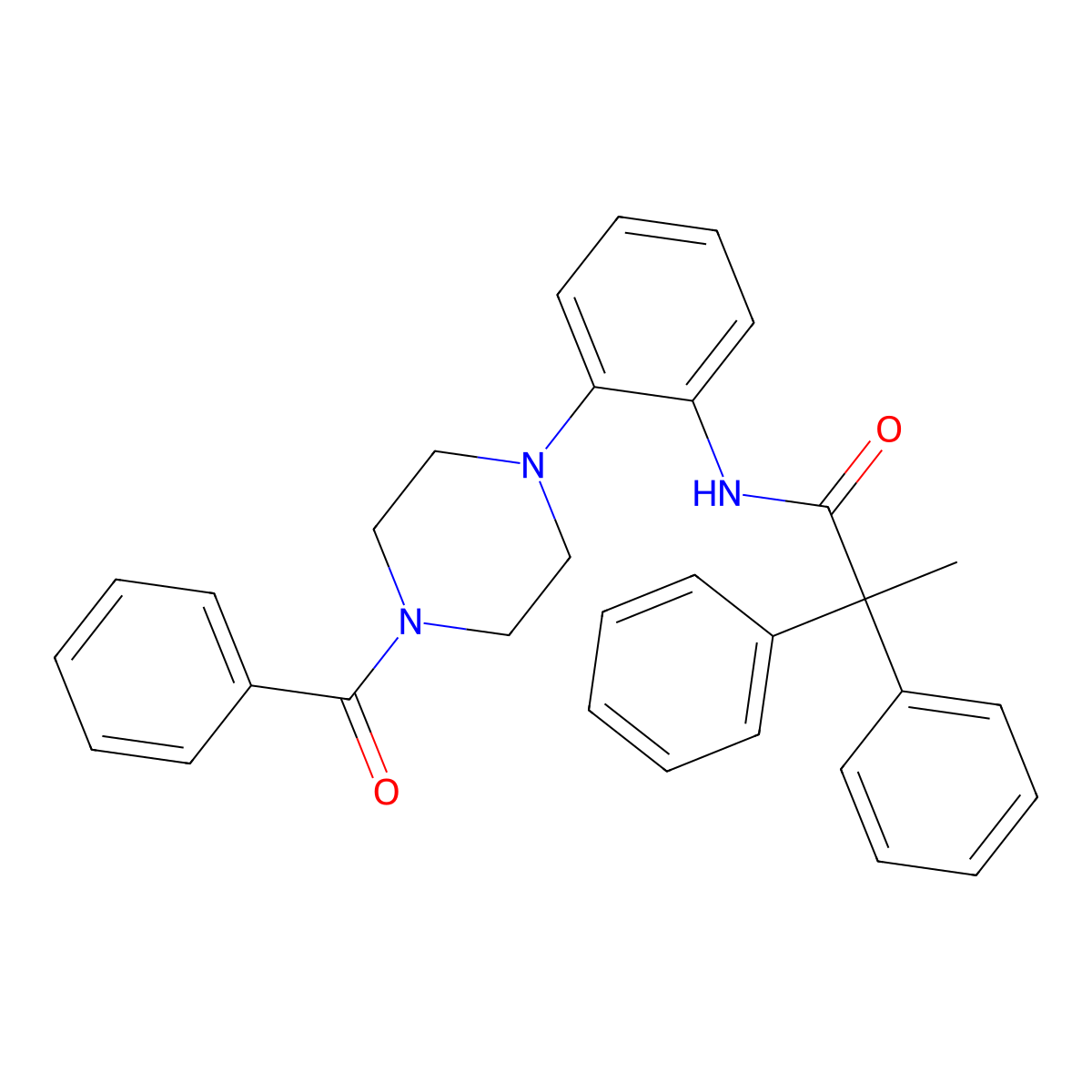 N-[2-(4-benzoylpiperazin-1-yl)phenyl]-2,2-diphenylpropanamide molecular structure, CAS 573944-59-9