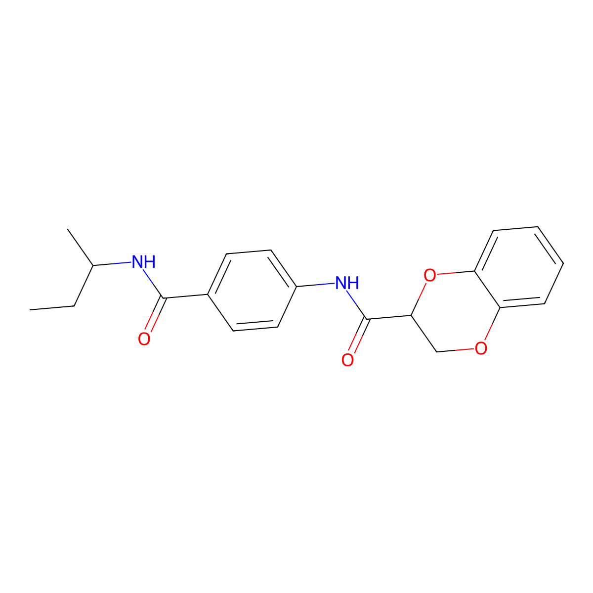 N-[4-(butan-2-ylcarbamoyl)phenyl]-2,3-dihydro-1,4-benzodioxine-3-carboxamide molecular structure, CAS 573944-61-3
