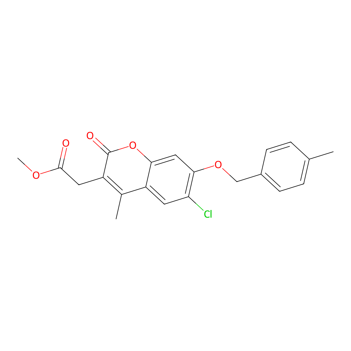 methyl {6-chloro-4-methyl-7-[(4-methylbenzyl)oxy]-2-oxo-2H-chromen-3-yl}acetate molecular structure, CAS 573944-75-9