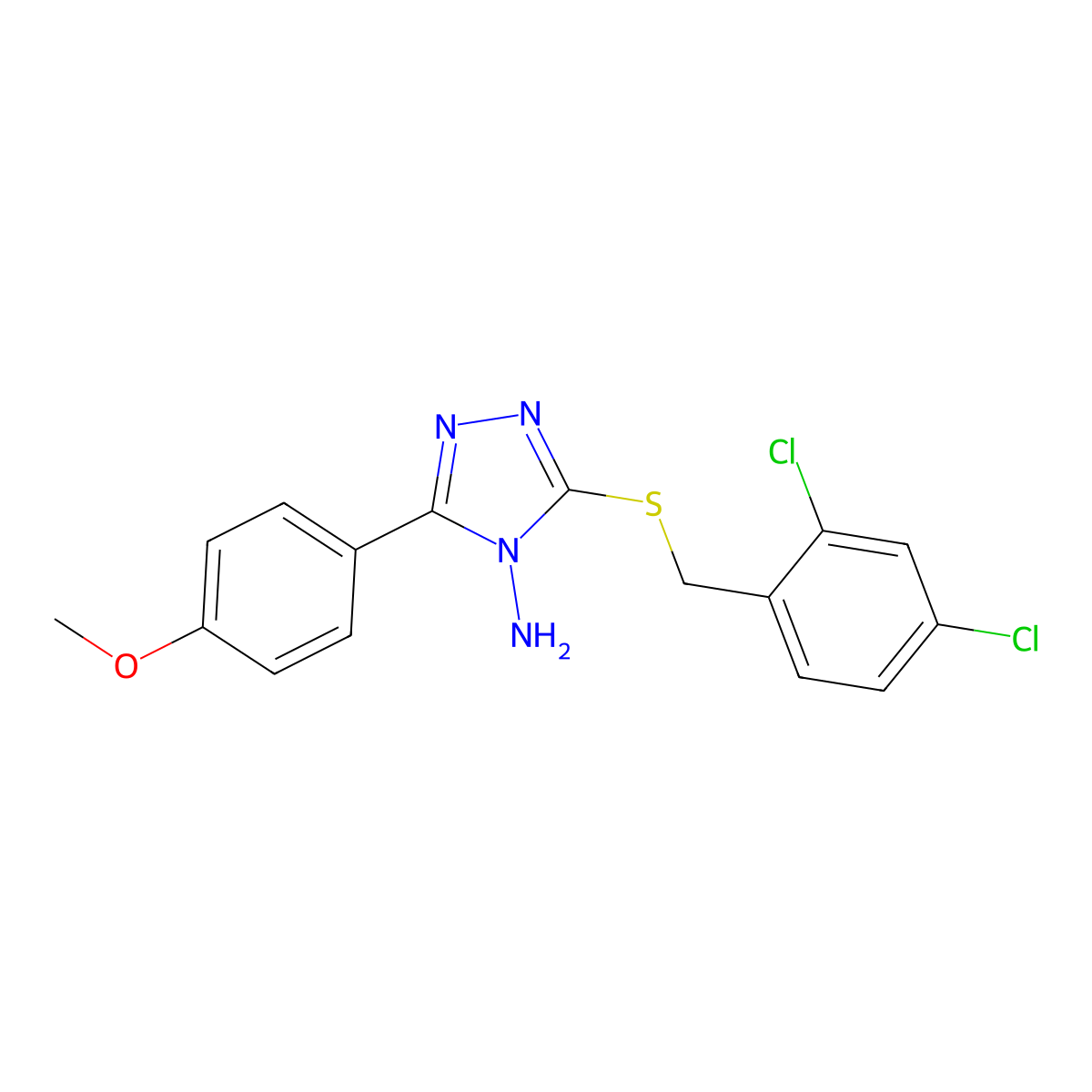 3-[(2,4-dichlorobenzyl)sulfanyl]-5-(4-methoxyphenyl)-4H-1,2,4-triazol-4-amine molecular structure, CAS 573944-80-6