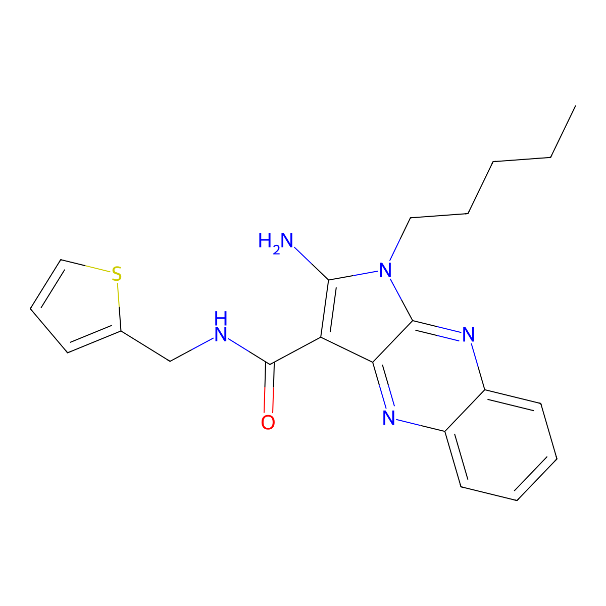 2-amino-1-pentyl-N-(thiophen-2-ylmethyl)pyrrolo[3,2-b]quinoxaline-3-carboxamide molecular structure, CAS 573944-97-5