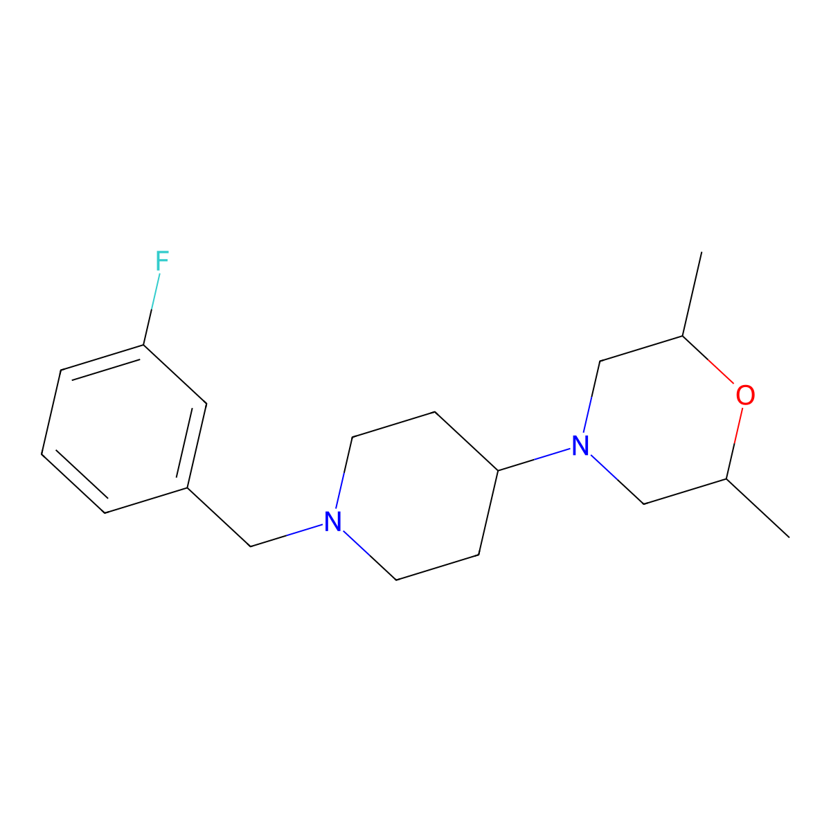 4-[1-(3-Fluorobenzyl)piperidin-4-yl]-2,6-dimethylmorpholine molecular structure, CAS 573945-06-9