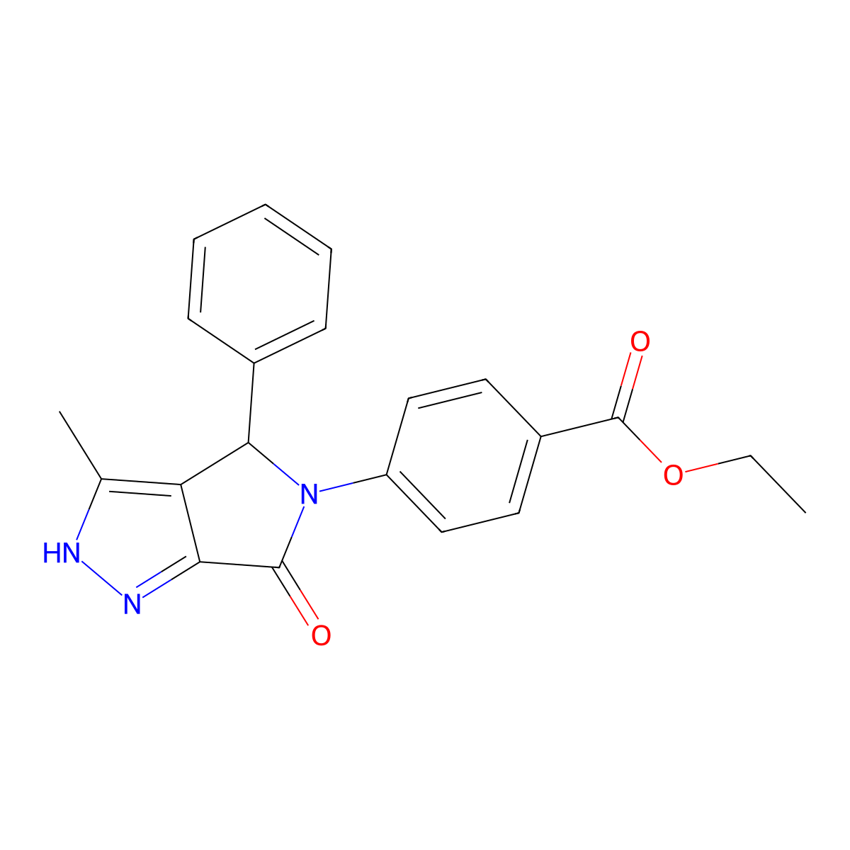 ethyl 4-(3-methyl-6-oxo-4-phenyl-4,6-dihydropyrrolo[3,4-c]pyrazol-5(1H)-yl)benzoate molecular structure, CAS 573945-16-1