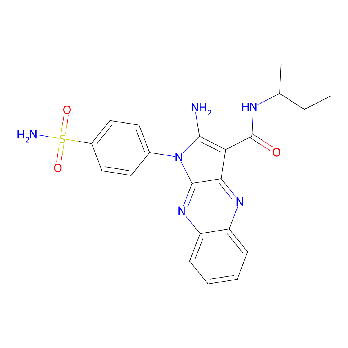2-amino-N-(sec-butyl)-1-(4-sulfamoylphenyl)-1H-pyrrolo[2,3-b]quinoxaline-3-carboxamide molecular structure, CAS 573945-17-2