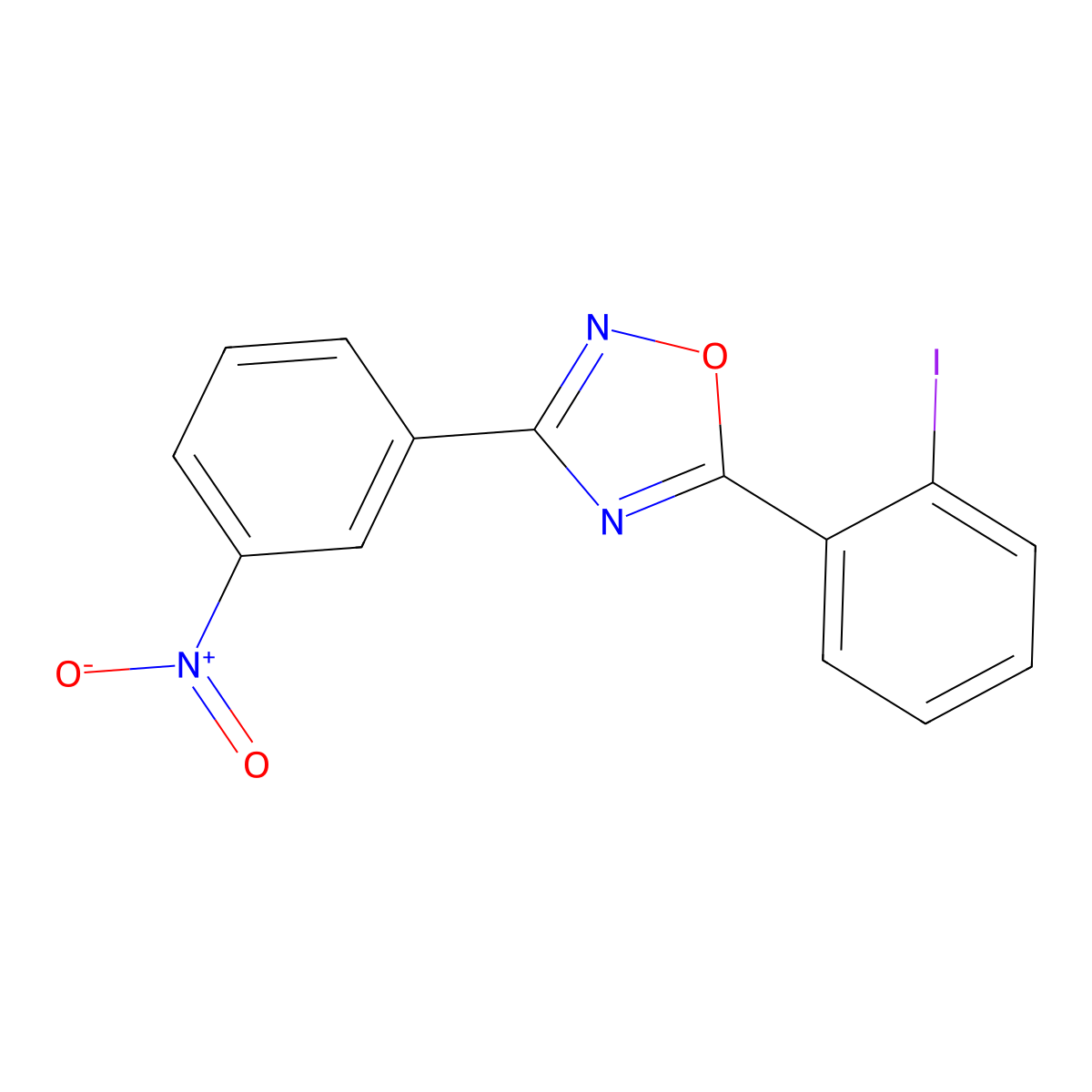5-(2-Iodophenyl)-3-(3-nitrophenyl)-1,2,4-oxadiazole molecular structure, CAS 573945-21-8
