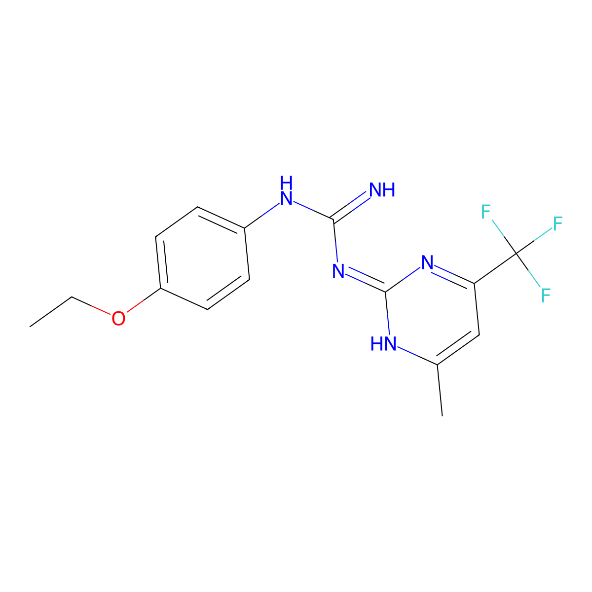 (E)-1-(4-Ethoxyphenyl)-2-(4-methyl-6-(trifluoromethyl)pyrimidin-2-yl)guanidine molecular structure, CAS 573945-33-2