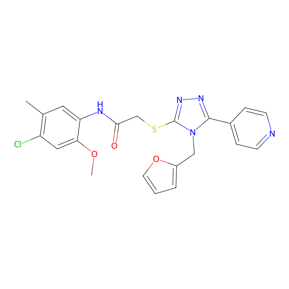 N-(4-chloro-2-methoxy-5-methylphenyl)-2-{[4-(furan-2-ylmethyl)-5-(pyridin-4-yl)-4H-1,2,4-triazol-3-yl]sulfanyl}acetamide molecular structure, CAS 573945-46-7