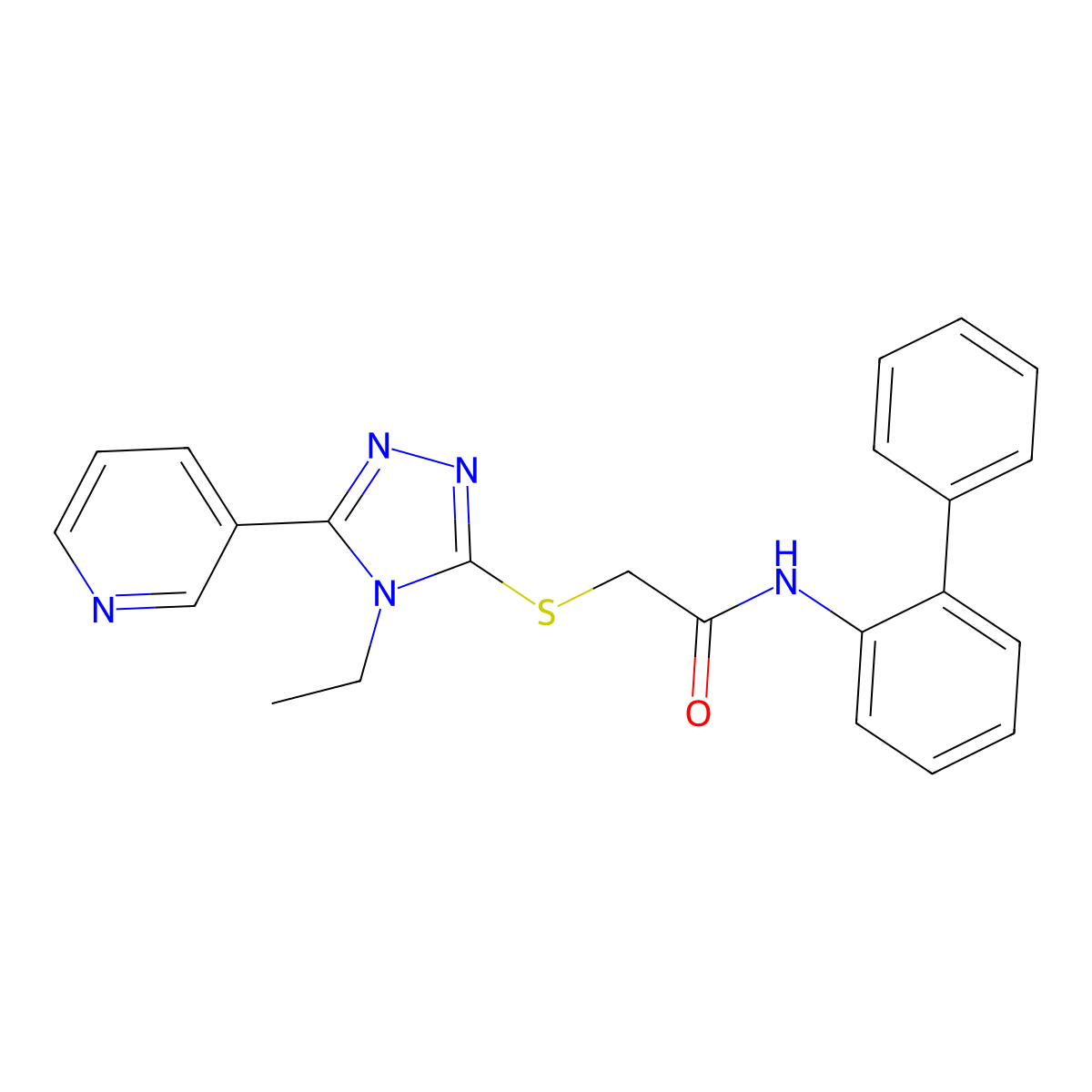 N-[1,1'-Biphenyl]-2-YL-2-{[4-ethyl-5-(3-pyridinyl)-4H-1,2,4-triazol-3-YL]sulfanyl}acetamide molecular structure, CAS 573945-49-0