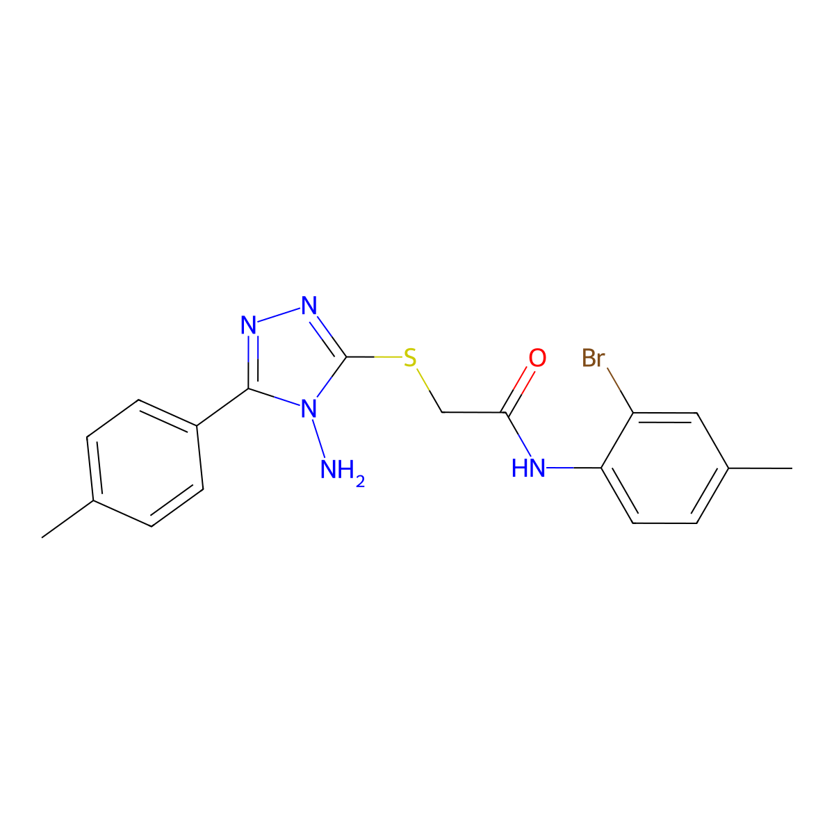 2-{[4-amino-5-(4-methylphenyl)-4H-1,2,4-triazol-3-yl]sulfanyl}-N-(2-bromo-4-methylphenyl)acetamide molecular structure, CAS 573945-66-1