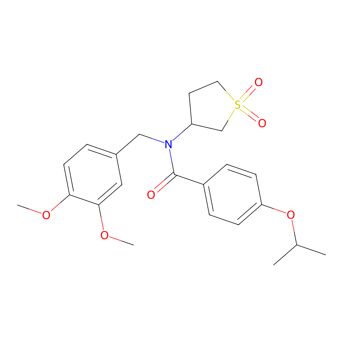 N-(3,4-dimethoxybenzyl)-N-(1,1-dioxidotetrahydrothiophen-3-yl)-4-(propan-2-yloxy)benzamide molecular structure, CAS 573946-11-9