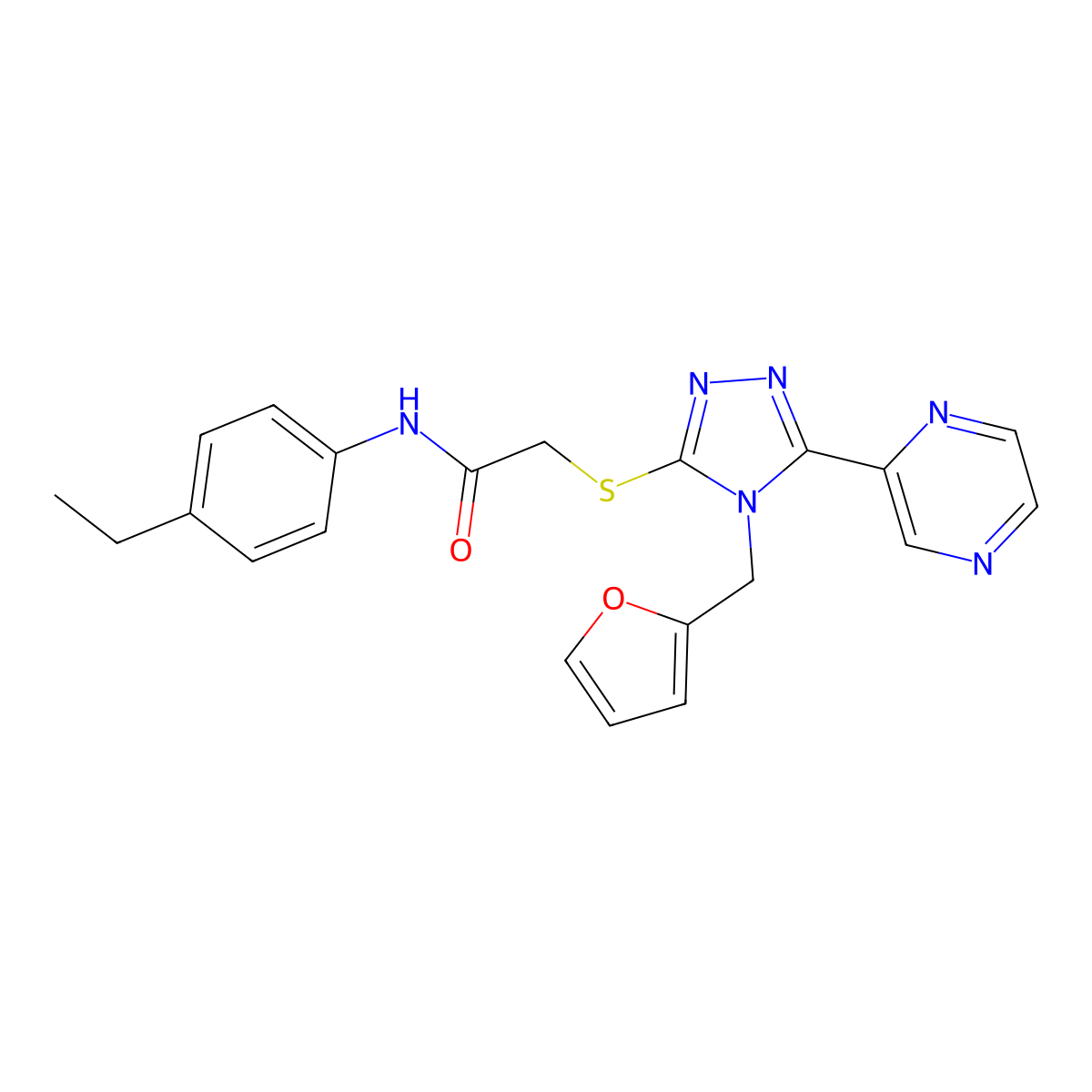 N-(4-ethylphenyl)-2-{[4-(furan-2-ylmethyl)-5-(pyrazin-2-yl)-4H-1,2,4-triazol-3-yl]sulfanyl}acetamide molecular structure, CAS 573946-17-5