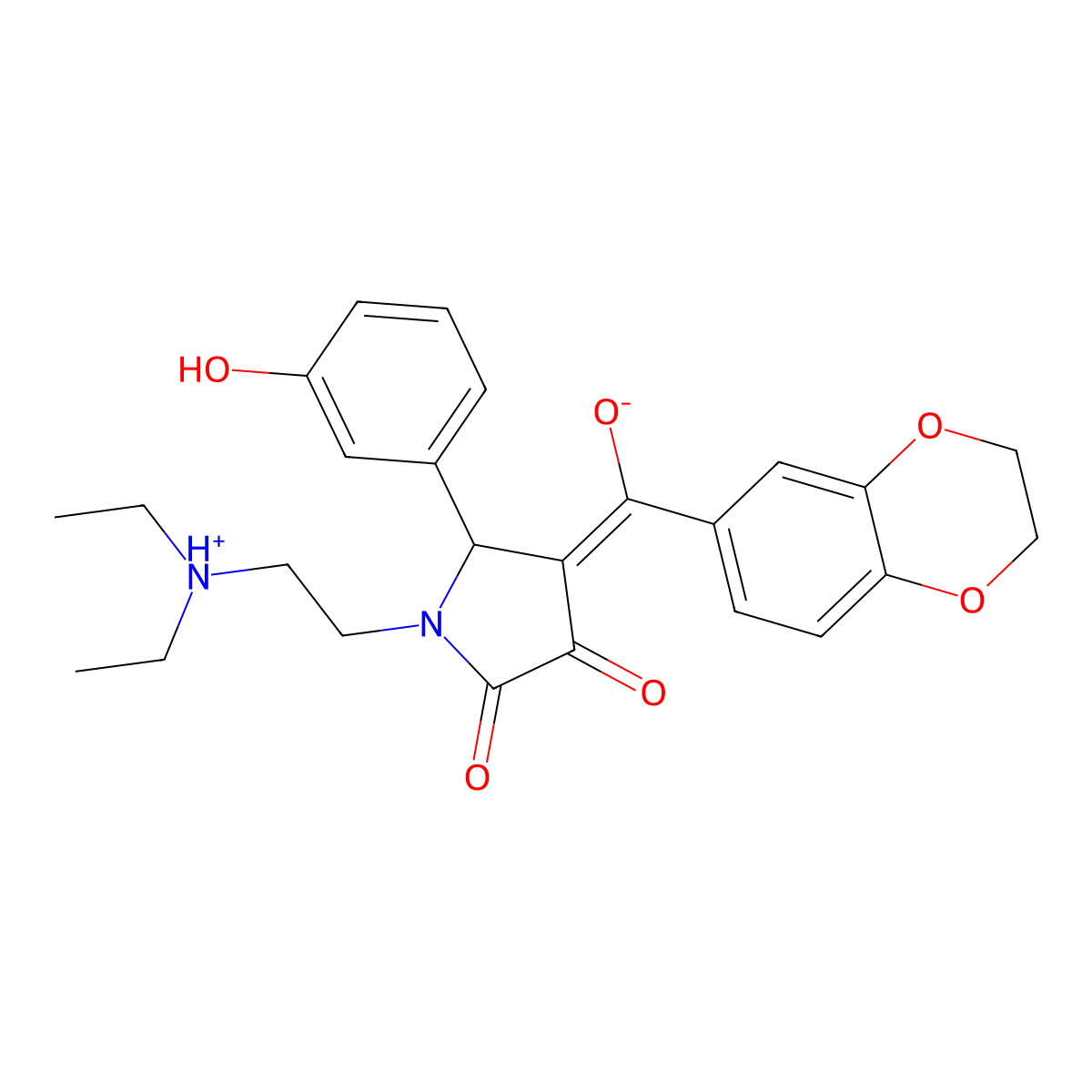 1-[2-(diethylamino)ethyl]-4-(2,3-dihydro-1,4-benzodioxine-6-carbonyl)-3-hydroxy-5-(3-hydroxyphenyl)-2,5-dihydro-1H-pyrrol-2-one molecular structure, CAS 573946-35-7