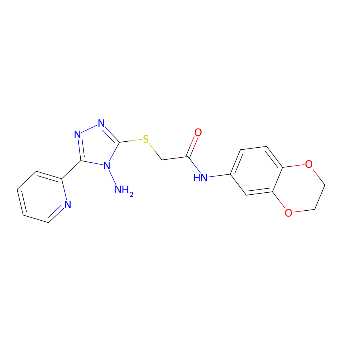 2-{[4-amino-5-(2-pyridinyl)-4H-1,2,4-triazol-3-yl]thio}-N-(2,3-dihydro-1,4-benzodioxin-6-yl)acetamide molecular structure, CAS 573946-41-5