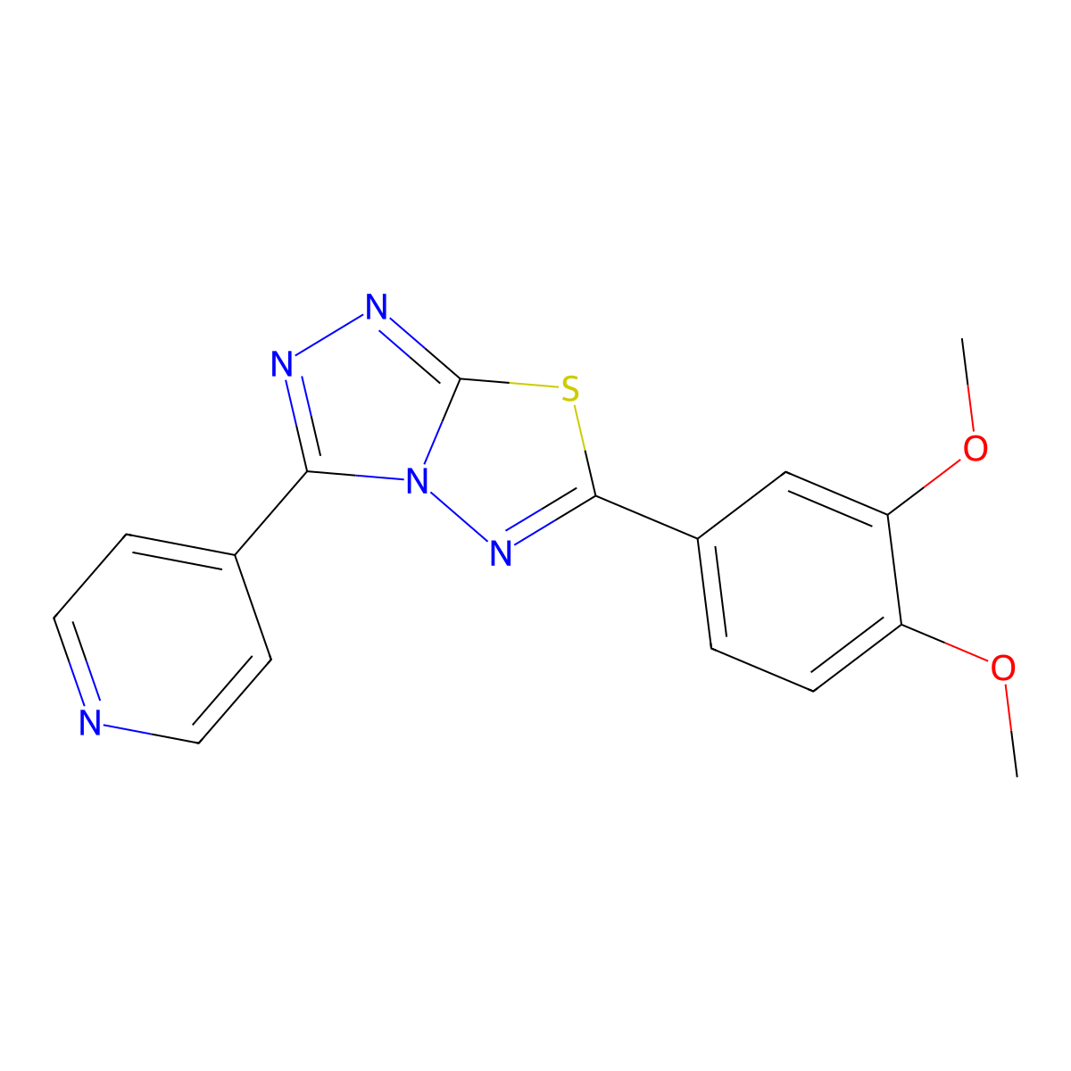 6-(3,4-Dimethoxyphenyl)-3-(4-pyridinyl)[1,2,4]triazolo[3,4-b][1,3,4]thiadiazole molecular structure, CAS 573946-69-7