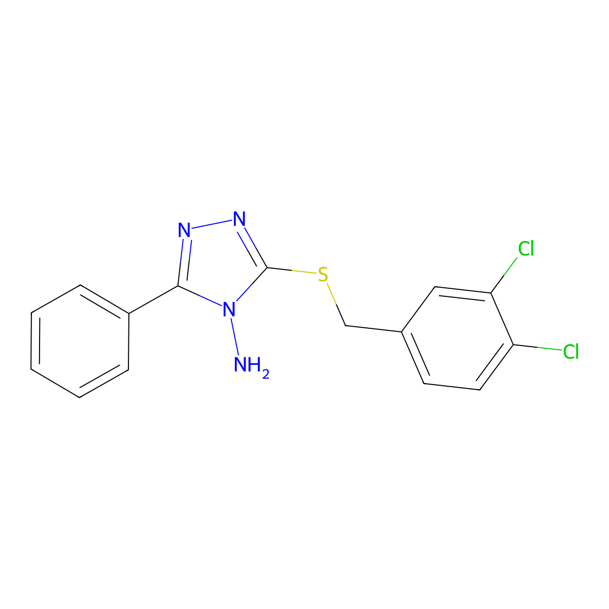 3-[(3,4-Dichlorophenyl)methylthio]-5-phenyl-1,2,4-triazole-4-ylamine molecular structure, CAS 573946-72-2