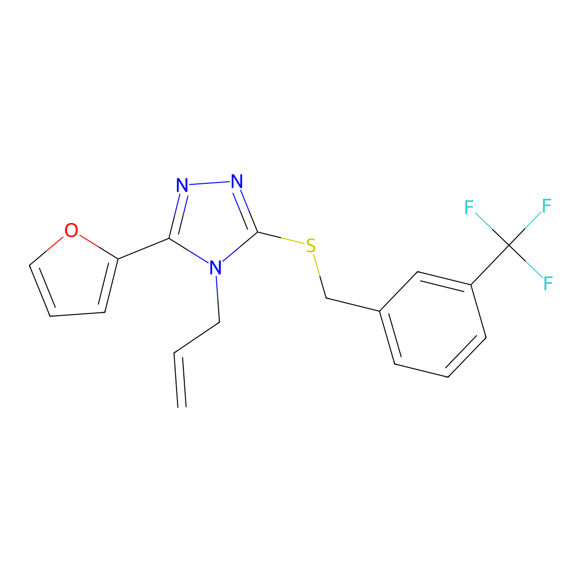 3-(furan-2-yl)-4-(prop-2-en-1-yl)-5-{[3-(trifluoromethyl)benzyl]sulfanyl}-4H-1,2,4-triazole molecular structure, CAS 573946-74-4