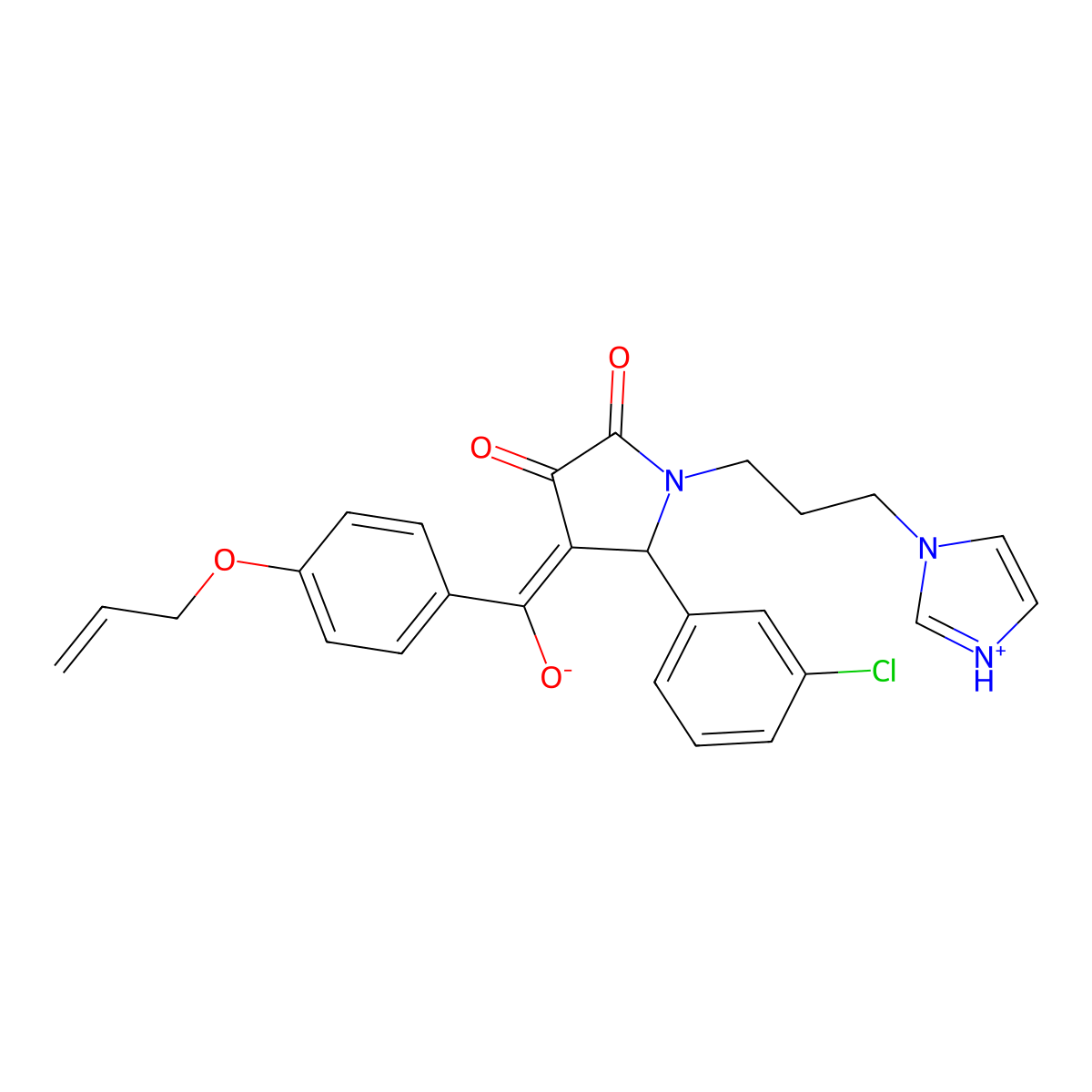 5-(3-chlorophenyl)-3-hydroxy-1-[3-(1H-imidazol-1-yl)propyl]-4-[4-(prop-2-en-1-yloxy)benzoyl]-2,5-dihydro-1H-pyrrol-2-one molecular structure, CAS 573946-90-4