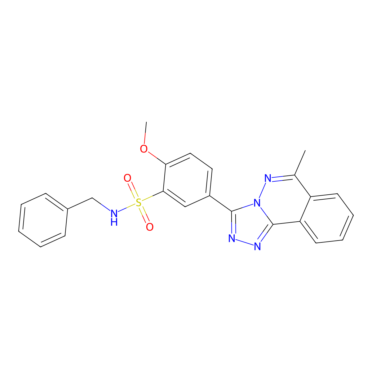 N-benzyl-2-methoxy-5-(6-methyl-[1,2,4]triazolo[3,4-a]phthalazin-3-yl)benzenesulfonamide molecular structure, CAS 573946-93-7