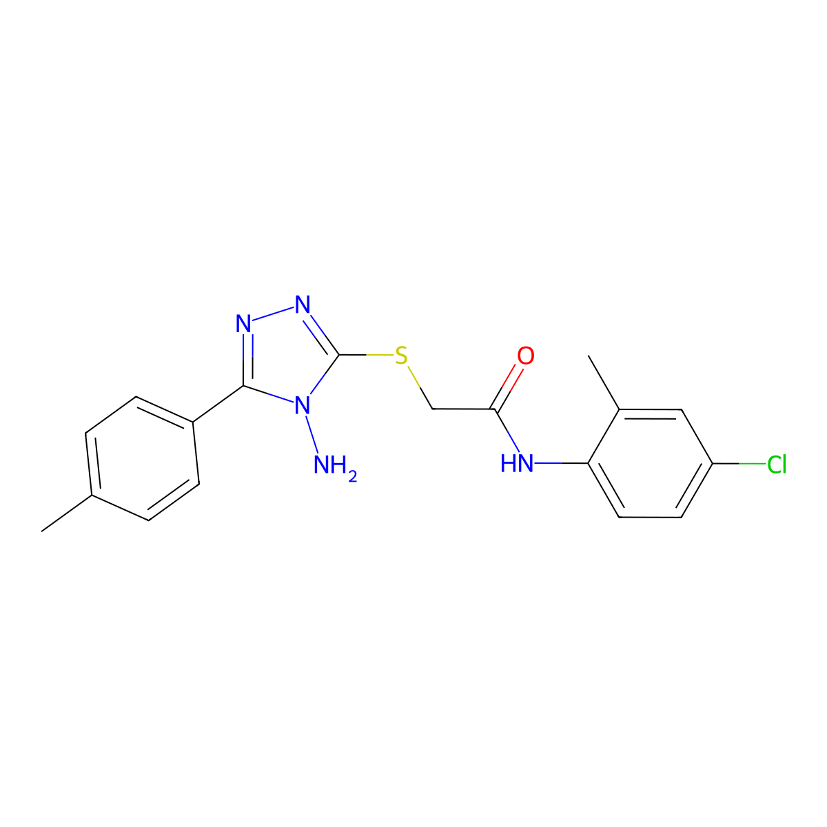 2-{[4-amino-5-(4-methylphenyl)-4H-1,2,4-triazol-3-yl]sulfanyl}-N-(4-chloro-2-methylphenyl)acetamide molecular structure, CAS 573947-11-2