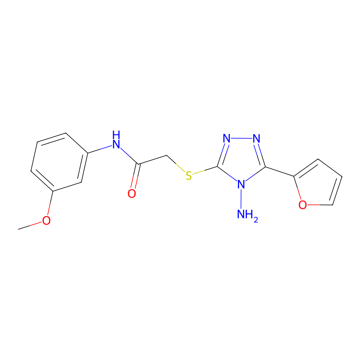 2-((4-amino-5-(furan-2-yl)-4H-1,2,4-triazol-3-yl)thio)-N-(3-methoxyphenyl)acetamide molecular structure, CAS 573947-44-1