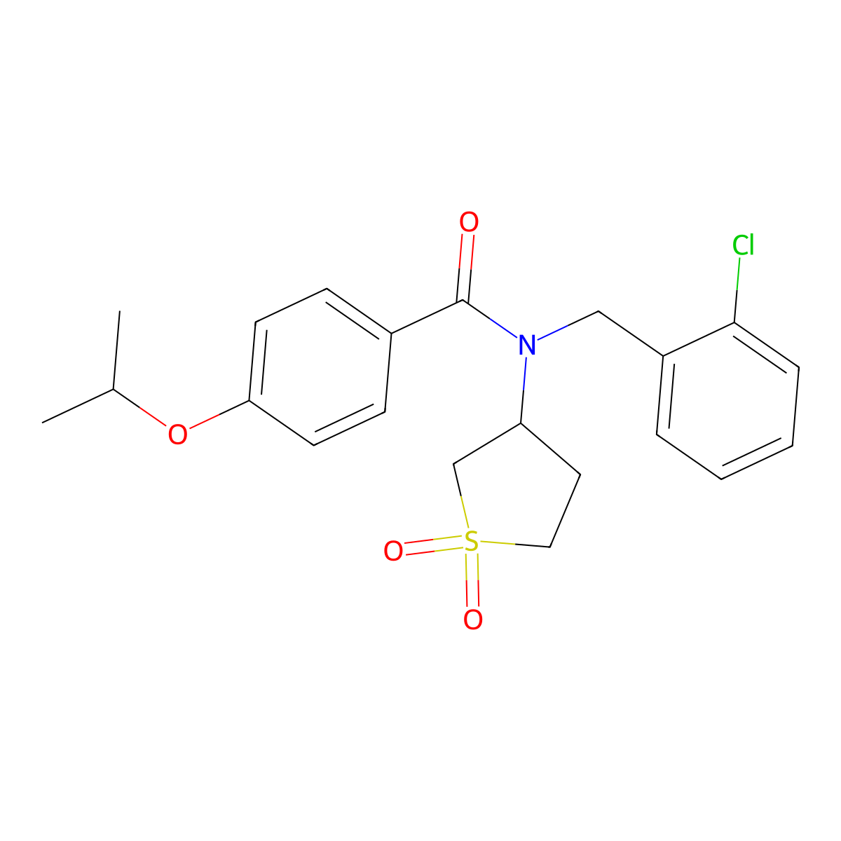 N-(2-chlorobenzyl)-N-(1,1-dioxidotetrahydrothiophen-3-yl)-4-(propan-2-yloxy)benzamide molecular structure, CAS 573947-74-7